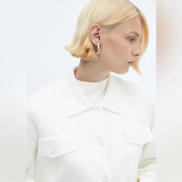 Mango Long Sleeve Cardigan With Shirt Collar And Pockets - Picture 3 of 16